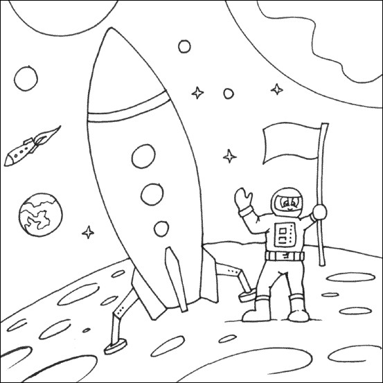 Coloriage et dessins gratuits Cosmonaute sur la lune dessin enfant à imprimer