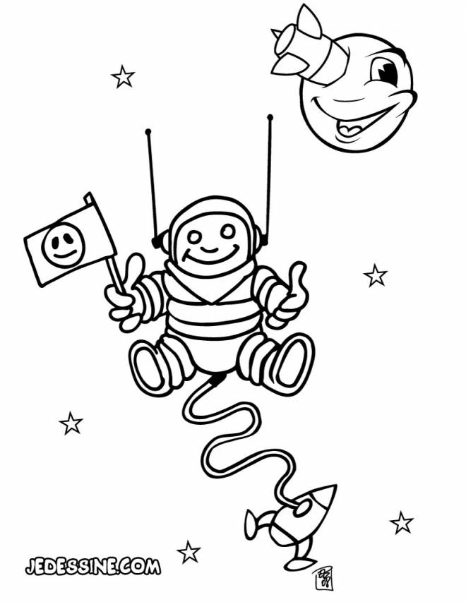 Coloriage et dessins gratuits Cosmonaute très drôle à imprimer