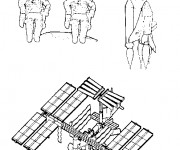 Coloriage Cosmonautes et navette spatiale