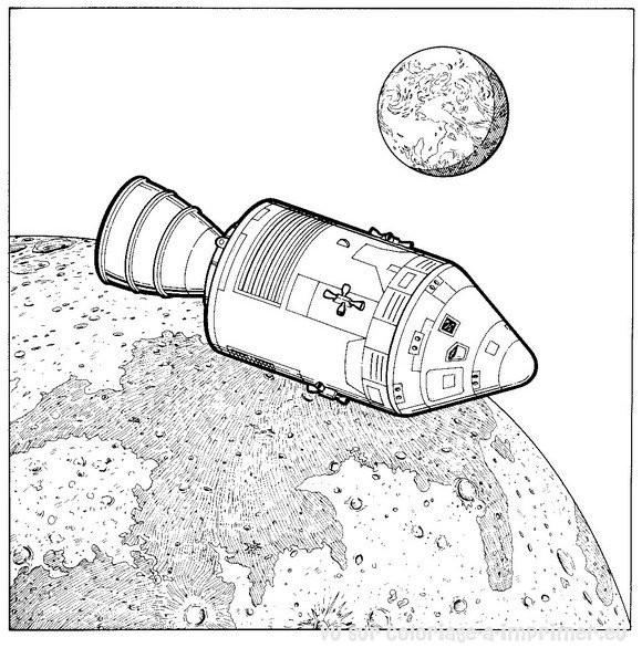 Coloriage et dessins gratuits Vaisseau de Cosmonaute noir et blanc à imprimer