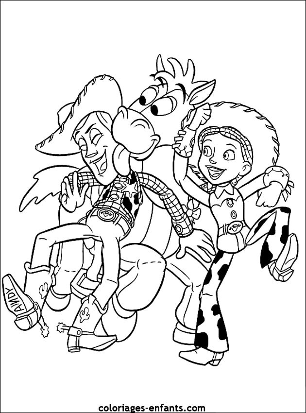 Coloriage et dessins gratuits Cheval qui aime le Cowboy Woody à imprimer