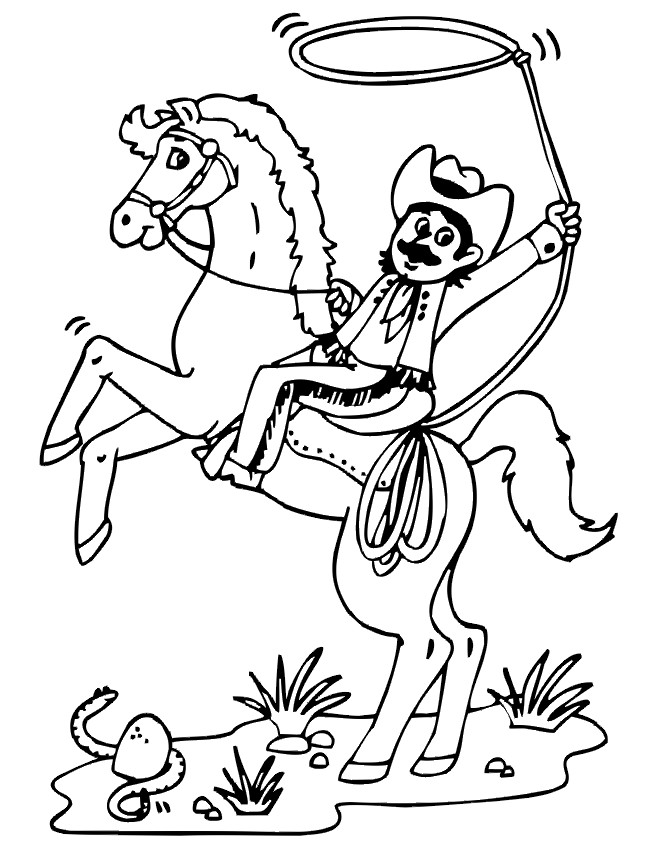 Coloriage et dessins gratuits Cowboy à cheval à imprimer