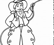 Coloriage Cowboy enfant jette Lasso