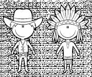 Coloriage Cowboy et indien