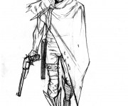 Coloriage Cowboy et pistolet en couleur