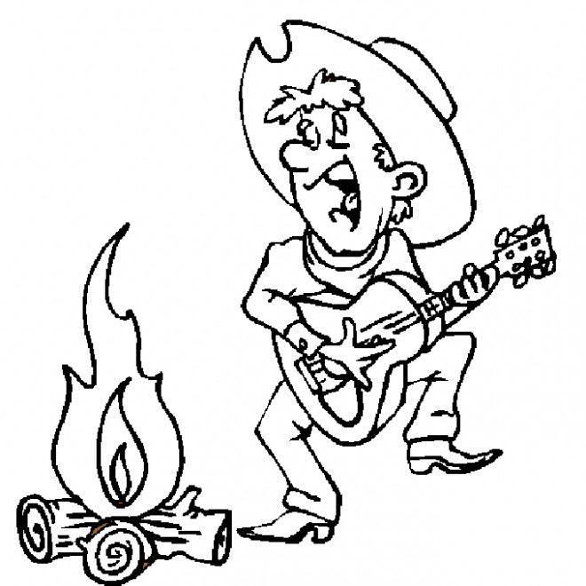 Coloriage et dessins gratuits Cowboy joue de la guitare à imprimer