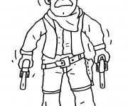 Coloriage Cowboy porte ses deux pistolets