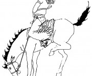 Coloriage Cowboy sur un cheval cabré