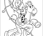 Coloriage Cowgirl et cheval disney