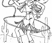 Coloriage Cowgirl et Lasso