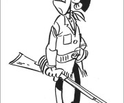 Coloriage Cowgirl porte son arme couleur