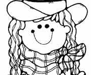 Coloriage Cowgirl souriante