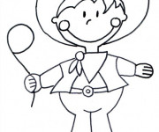 Coloriage Enfant Cowboy
