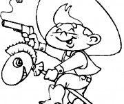 Coloriage Enfant Cowboy avec jouet