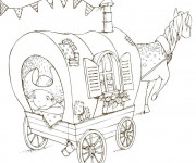 Coloriage Petit Cowboy et sa petite maison