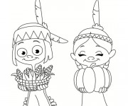 Coloriage Petits Cowboy et indienne