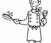 Coloriage Cuisinier en travail