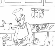Coloriage Cuisinier et aliments