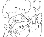 Coloriage Cuisinier et cuill&egrave;re