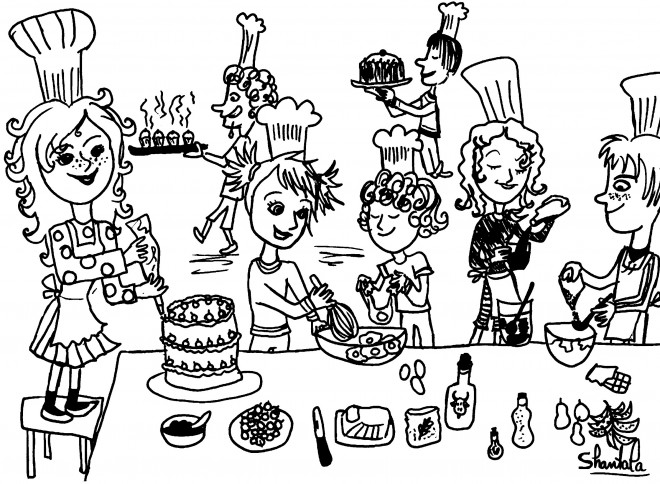 Coloriage et dessins gratuits Cuisinier et gâteau d'anniversaire à imprimer