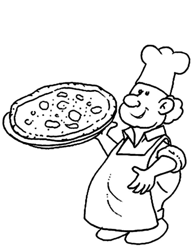 Coloriage et dessins gratuits Cuisinier et pizza à imprimer