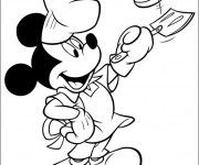 Coloriage Cuisinier Mickey mouse et &eacute;cumoire