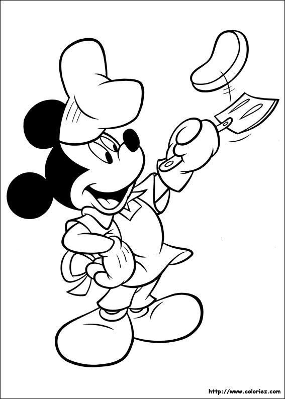 Coloriage et dessins gratuits Cuisinier Mickey mouse et écumoire à imprimer