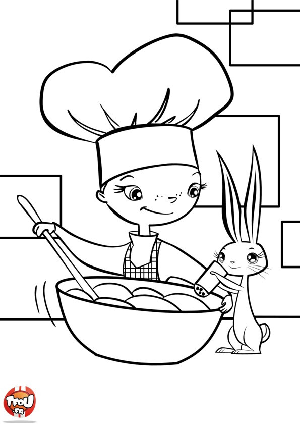 Coloriage et dessins gratuits Cuisinière et son lapin à imprimer