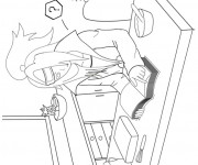 Coloriage Cuisini&egrave;re lit un Livre recettes