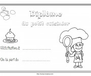 Coloriage Dipl&ocirc;me de petit cuisinier