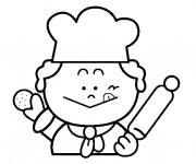 Coloriage Le petit boulanger et le biscuit