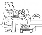 Coloriage Mère ours Cuisinière