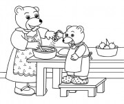 Coloriage M&egrave;re ours Cuisini&egrave;re