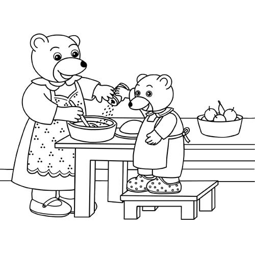 Coloriage et dessins gratuits Mère ours Cuisinière à imprimer