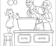Coloriage Parents et leur fille dans la cuisine