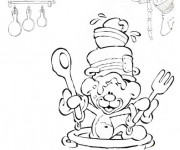 Coloriage Petit ours cuisinier humoristique