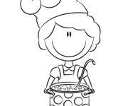Coloriage Petite Cuisini&egrave;re tout en souriant
