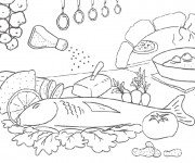 Coloriage Repas du chef cuisinier