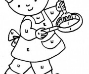 Coloriage Une petite Cuisini&egrave;re et toque