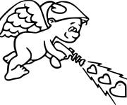Coloriage Ange cupidon mignon tire des c&oelig;urs pour les amoureux