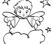 Coloriage Ange d'amour sur les nuages en ligne