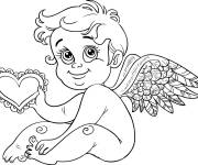 Coloriage Ange mignon ail&eacute; avec un c&oelig;ur