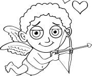 Coloriage Beau gar&ccedil;on cupidon avec arc et fl&egrave;che de c&oelig;ur