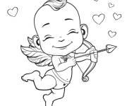 Coloriage B&eacute;b&eacute; mignon cupidon sourit