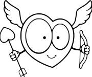 Coloriage et dessins gratuit Cœur cupidon avec un visage à imprimer
