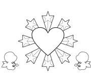 Coloriage C&oelig;ur, &eacute;toiles et anges d'amour
