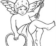 Coloriage Cupidon avec un cœur d'amour
