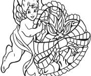 Coloriage Cupidon avec un c&oelig;ur d'amour magnifique