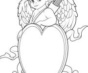 Coloriage Cupidon avec un c&oelig;ur d&eacute;taill&eacute;