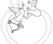 Coloriage Cupidon et c&oelig;ur en point